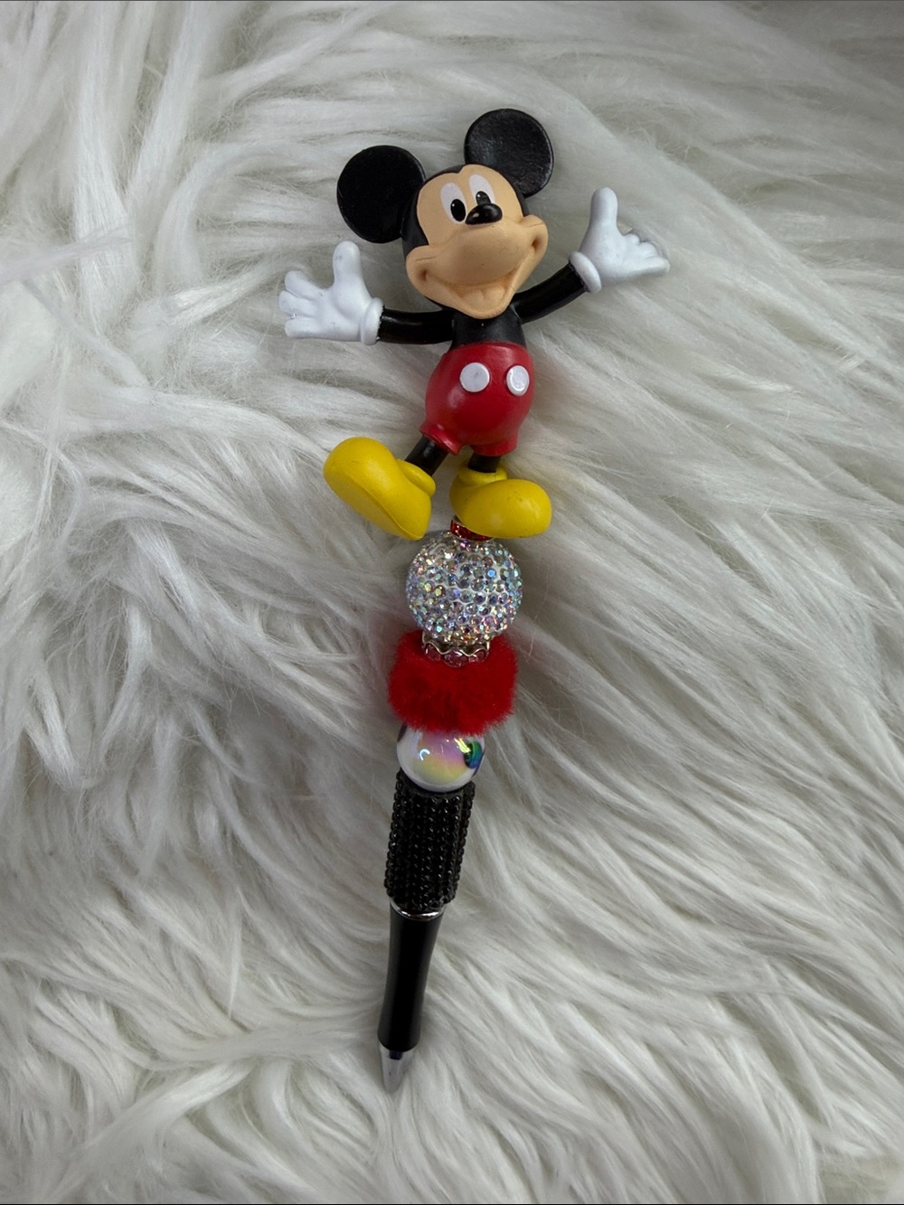 Disney Mickey Mouse Beaded Pen - Black, Red, Yellow, White